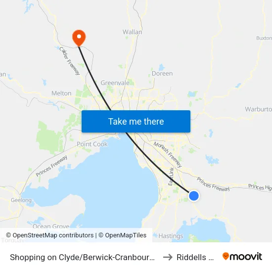 Shopping on Clyde/Berwick-Cranbourne Rd to Riddells Creek map
