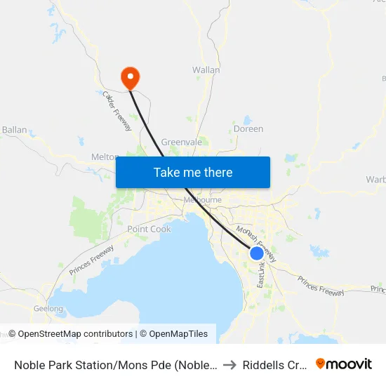 Noble Park Station/Mons Pde to Riddells Creek map