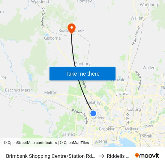 Brimbank Shopping Centre/Station Rd to Riddells Creek map