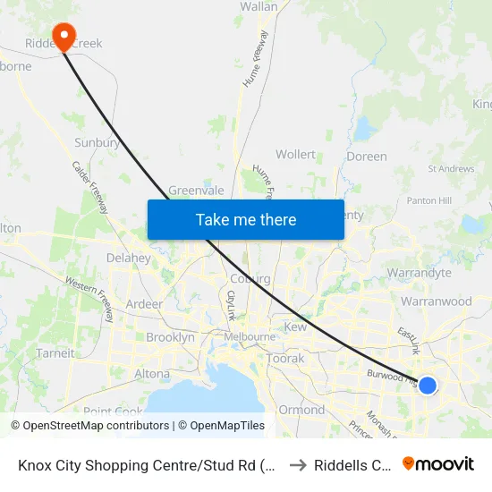 Knox City Shopping Centre/Stud Rd to Riddells Creek map