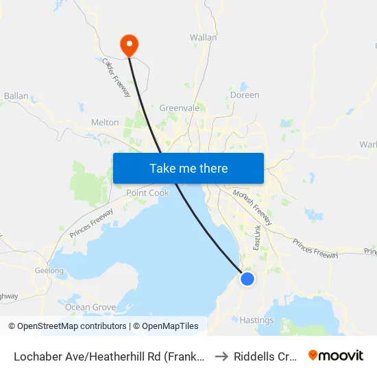 Lochaber Ave/Heatherhill Rd to Riddells Creek map
