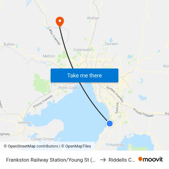 Frankston Railway Station/Young St to Riddells Creek map