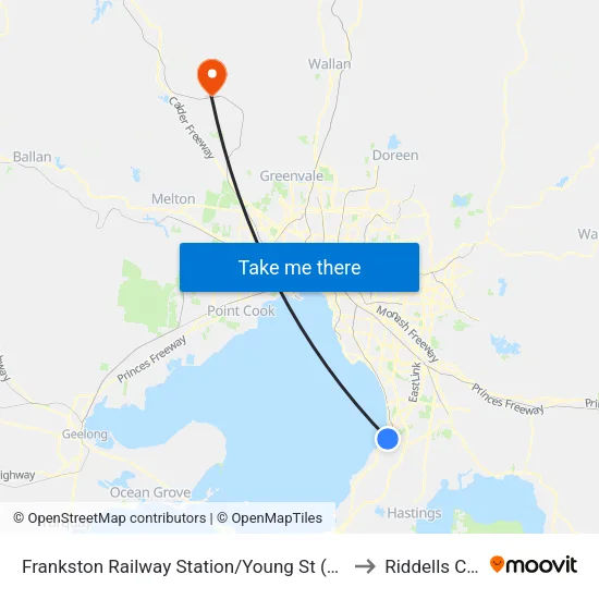 Frankston Railway Station/Young St to Riddells Creek map