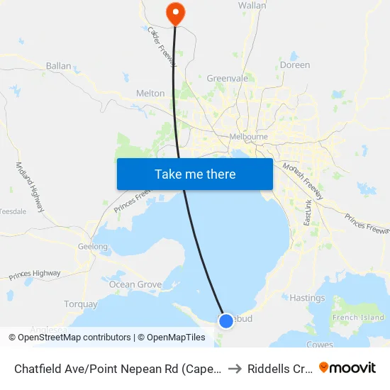 Chatfield Ave/Point Nepean Rd to Riddells Creek map