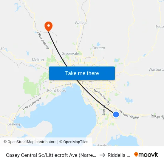 Casey Central Sc/Littlecroft Ave to Riddells Creek map