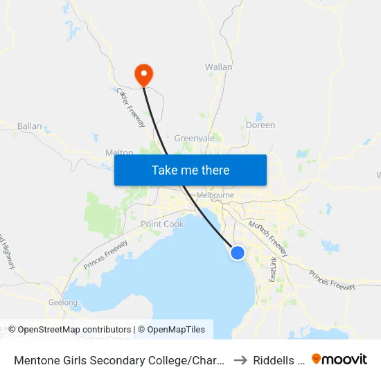 Mentone Girls Secondary College/Charman Rd to Riddells Creek map