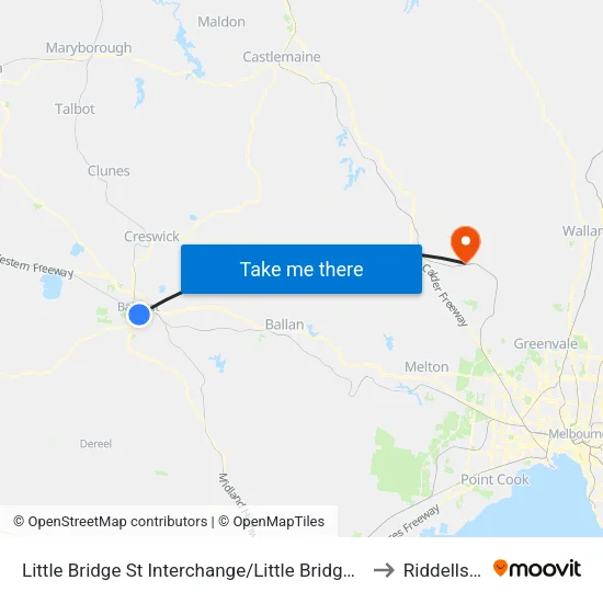 Little Bridge St Interchange/Little Bridge St to Riddells Creek map