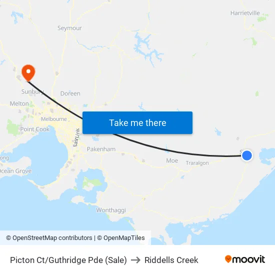 Picton Ct/Guthridge Pde to Riddells Creek map