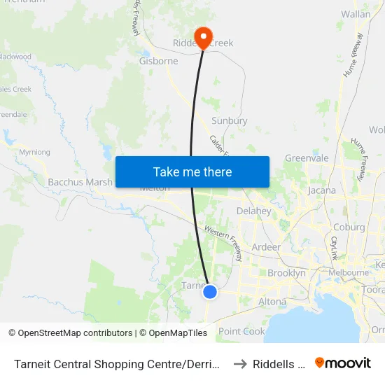 Tarneit Central Shopping Centre/Derrimut Rd to Riddells Creek map