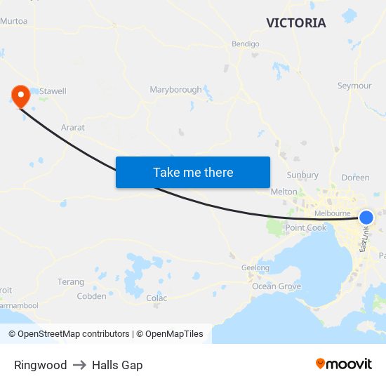 Ringwood to Halls Gap map