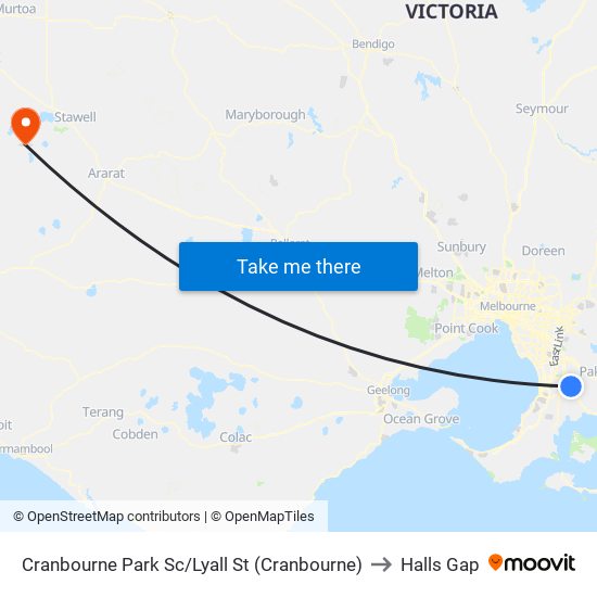 Cranbourne Park Sc/Lyall St (Cranbourne) to Halls Gap map