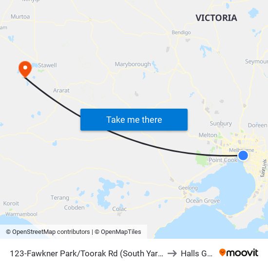 123-Fawkner Park/Toorak Rd (South Yarra) to Halls Gap map