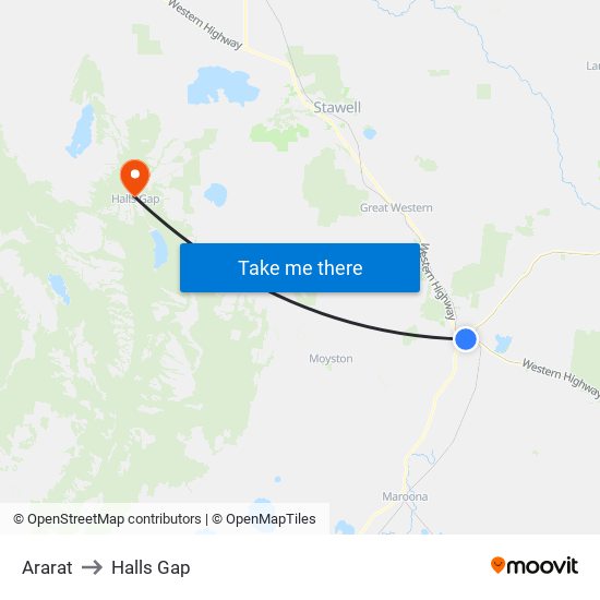 Ararat to Halls Gap map