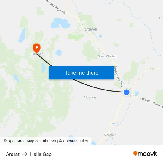 Ararat to Halls Gap map