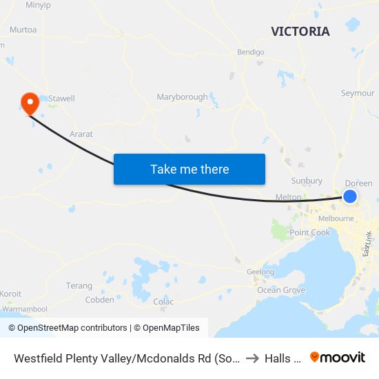 Westfield Plenty Valley/Mcdonalds Rd (South Morang) to Halls Gap map