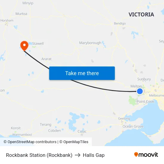 Rockbank Station to Halls Gap map
