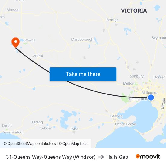 31-Queens Way/Queens Way (Windsor) to Halls Gap map