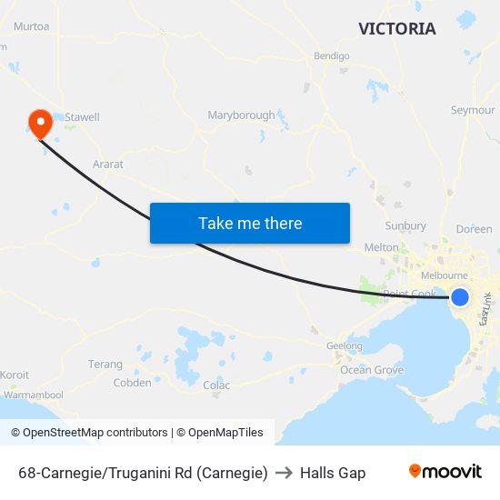 68-Carnegie/Truganini Rd (Carnegie) to Halls Gap map