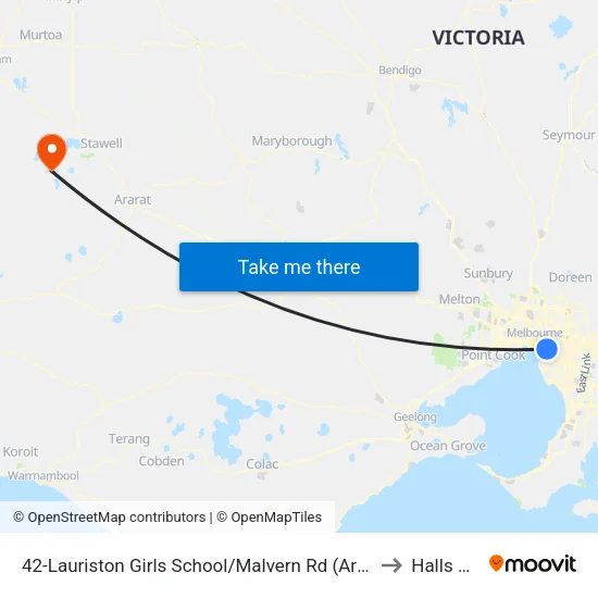 Lauriston Girls School/Malvern Rd #42 to Halls Gap map