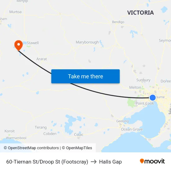 Tiernan St/Droop St #60 to Halls Gap map