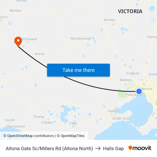 Altona Gate Sc/Millers Rd to Halls Gap map