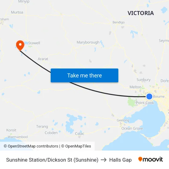 Sunshine Station/Dickson St to Halls Gap map