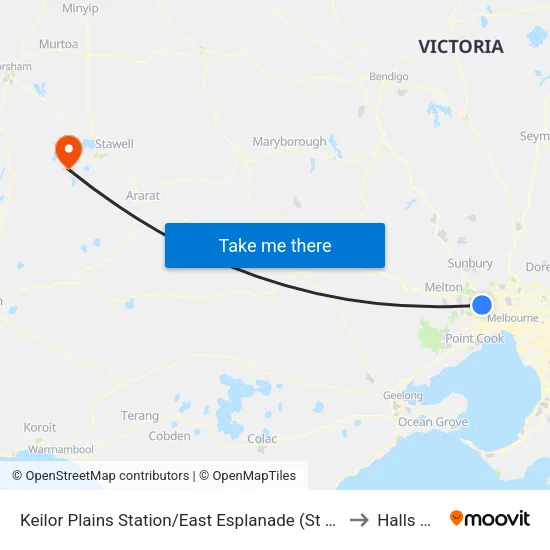 Keilor Plains Station/East Esplanade to Halls Gap map