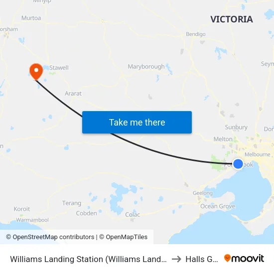 Williams Landing Station to Halls Gap map