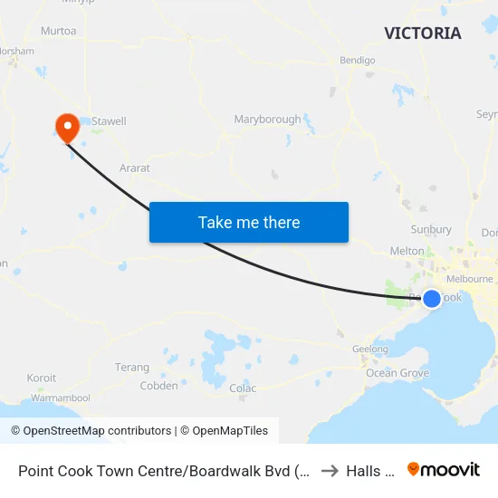 Point Cook Shopping Centre/Boardwalk Bvd to Halls Gap map