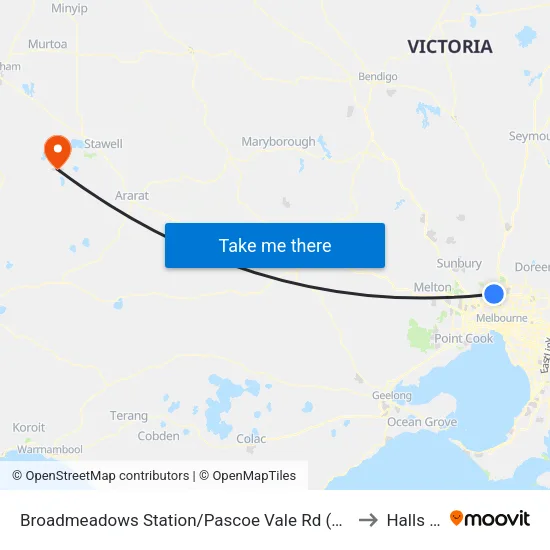 Broadmeadows Station/Pascoe Vale Rd to Halls Gap map
