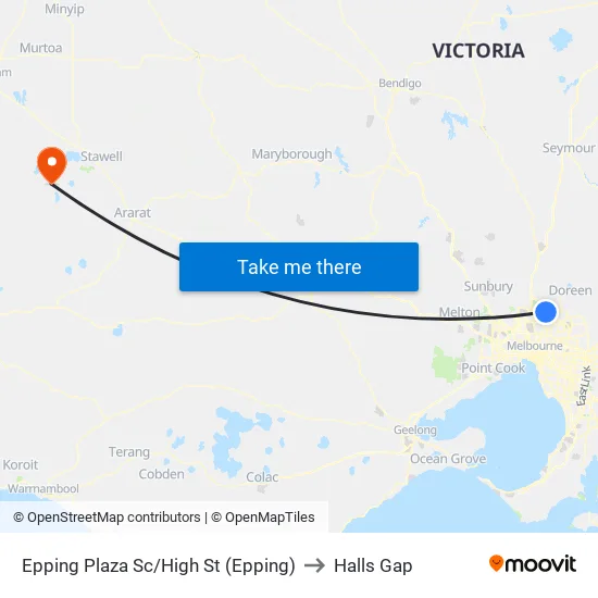 Epping Plaza Sc/High St to Halls Gap map