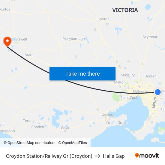 Croydon Station/Railway Gr (Croydon) to Halls Gap map