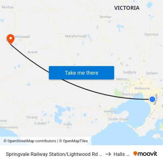 Springvale Railway Station/Lightwood Rd to Halls Gap map