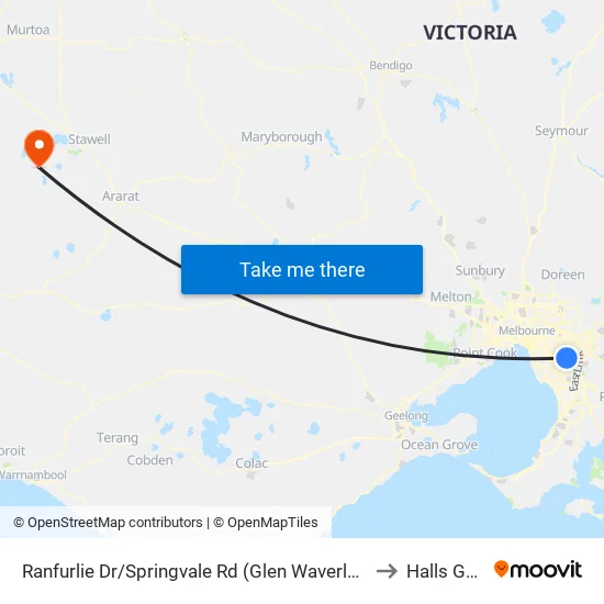 Ranfurlie Dr/Springvale Rd to Halls Gap map
