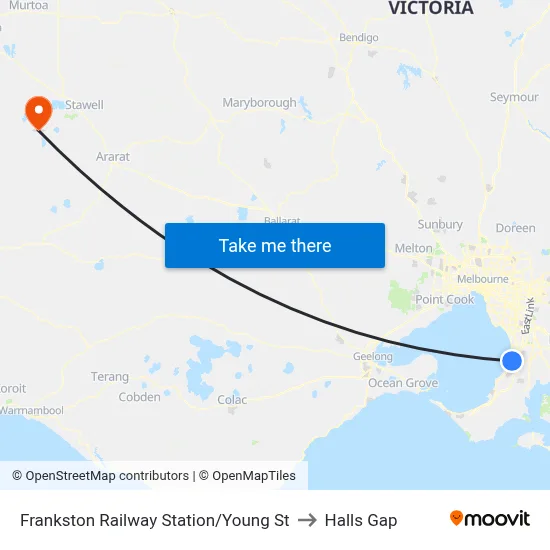 Frankston Railway Station/Young St to Halls Gap map