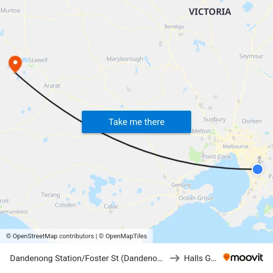 Dandenong Station/Foster St to Halls Gap map