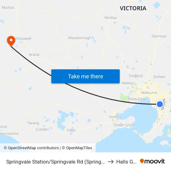 Springvale Station/Springvale Rd to Halls Gap map