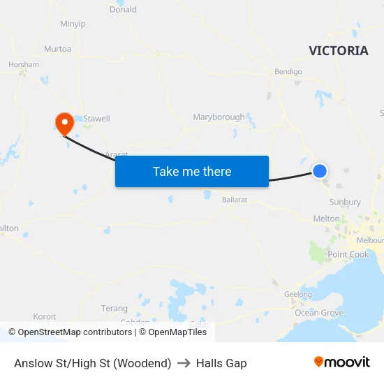 Anslow St/High St to Halls Gap map