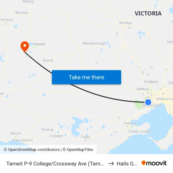 Tarneit P-9 College/Crossway Ave to Halls Gap map