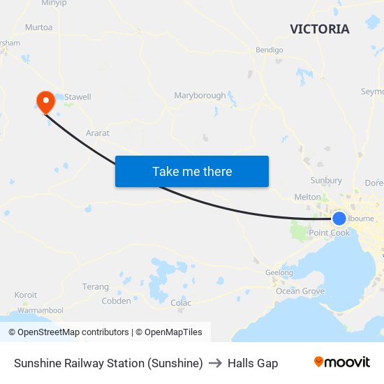 Sunshine Railway Station (Sunshine) to Halls Gap map