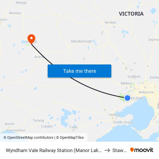 Wyndham Vale Railway Station (Manor Lakes) to Stawell map