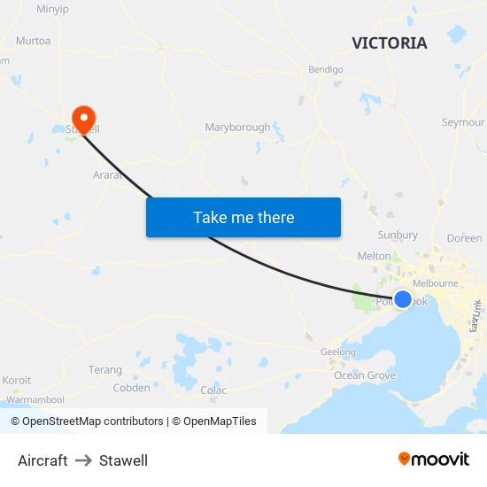 Aircraft to Stawell map