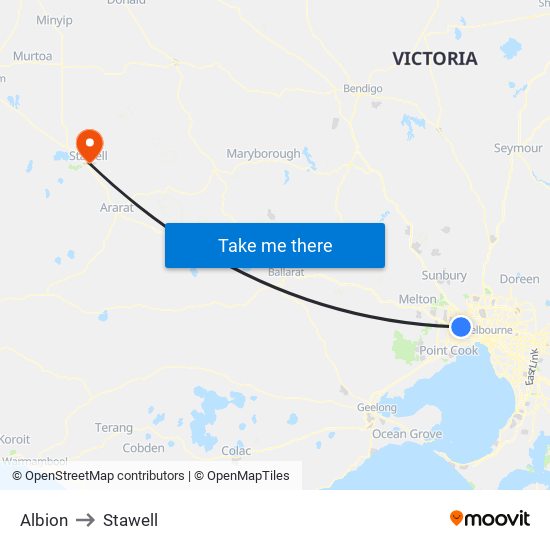 Albion to Stawell map