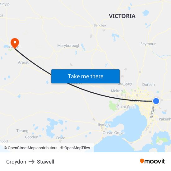 Croydon to Stawell map