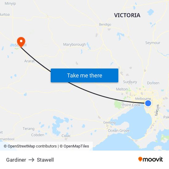 Gardiner to Stawell map