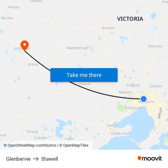 Glenbervie to Stawell map