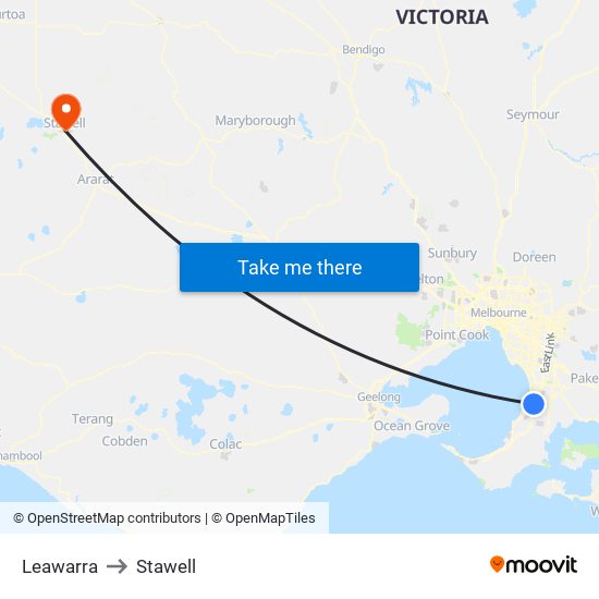 Leawarra to Stawell map