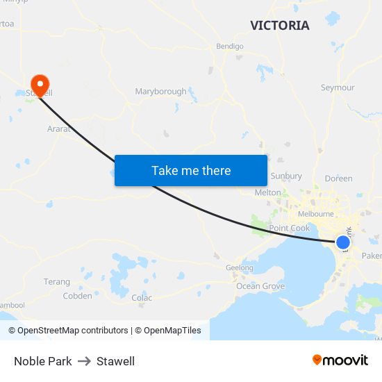 Noble Park to Stawell map