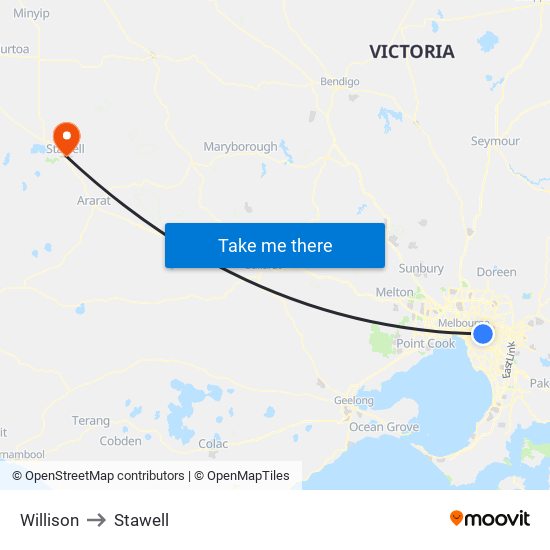 Willison to Stawell map