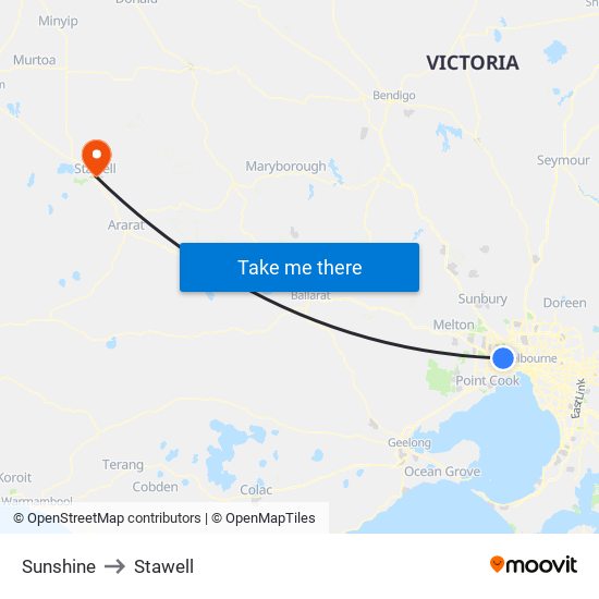 Sunshine to Stawell map